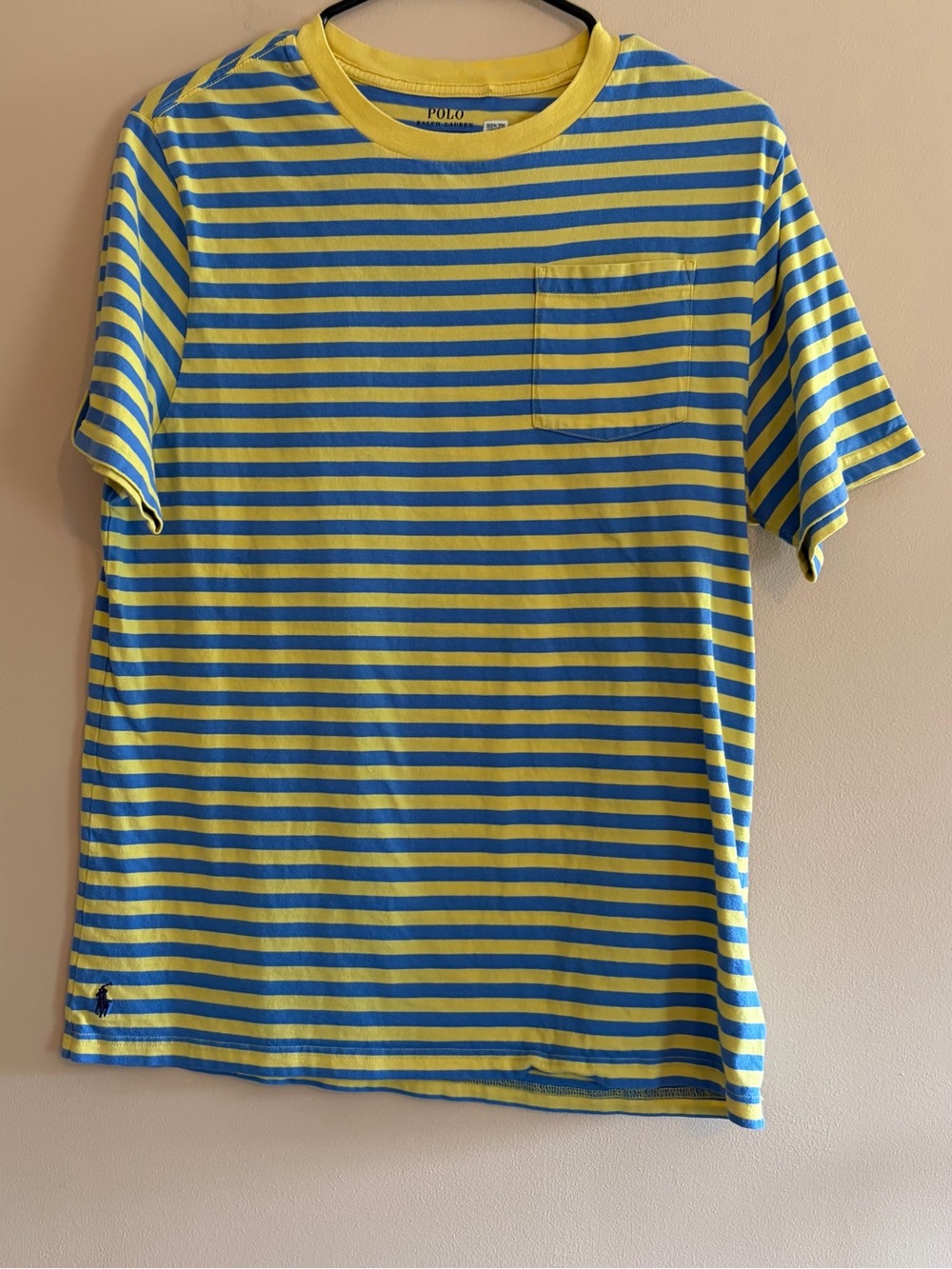 Polo by Ralph Lauren Yellow and Blue Striped Pocket Tee
